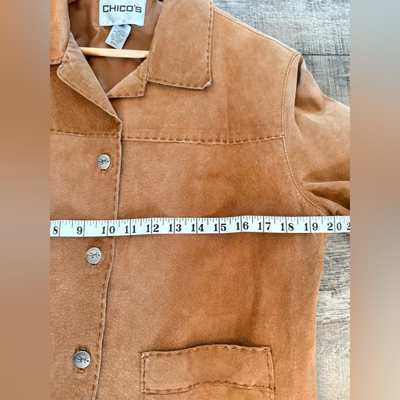 Vintage Chicos Leather Fringe Jacket Tan Size 2/Large - Picture 4 of 7